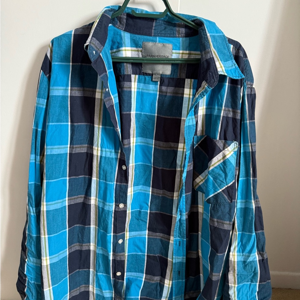 Urban Heritage Turquoise & Navy Plaid Shirt